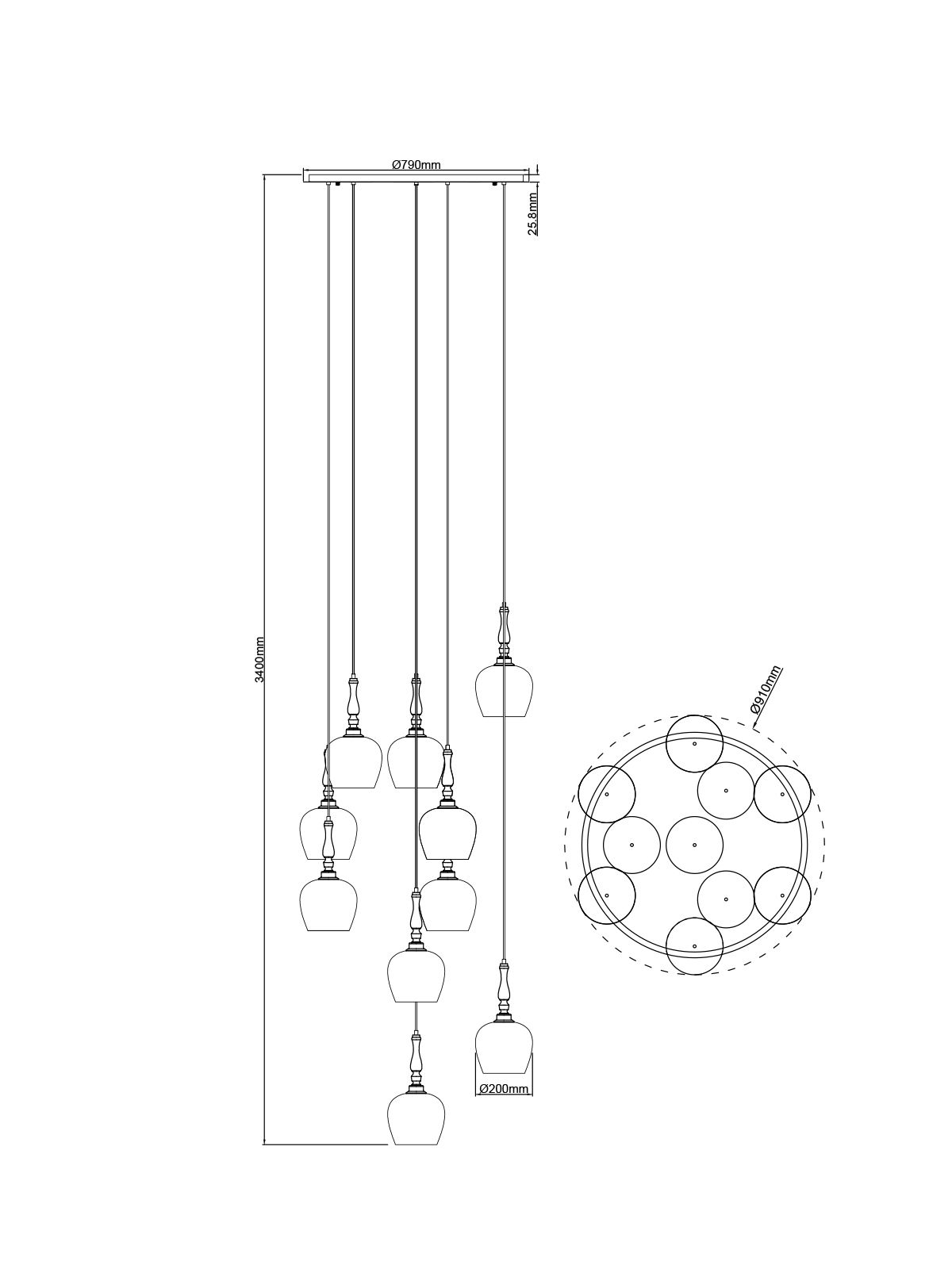 סונבה תליה צלחת עשירייה - פליז + אמבר