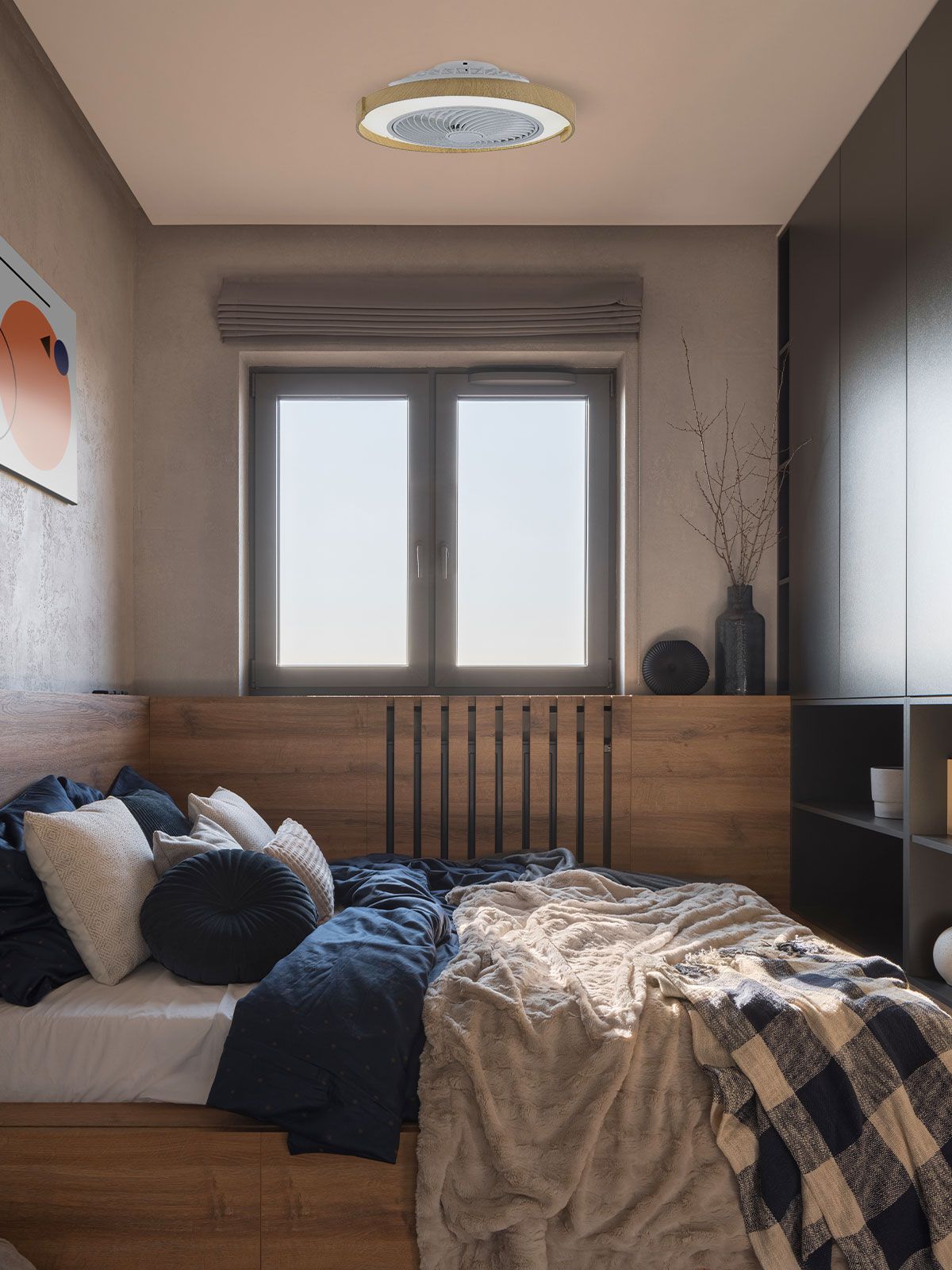 ווינג מאוורר גוון עץ בהיר ק.CCT 36W 50 + שלט