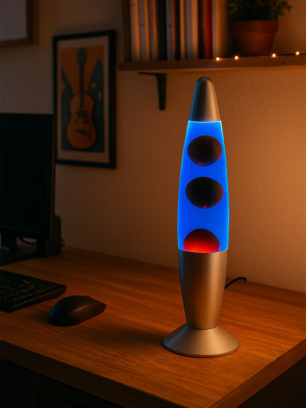 לבה קטן כחול בועות אדום