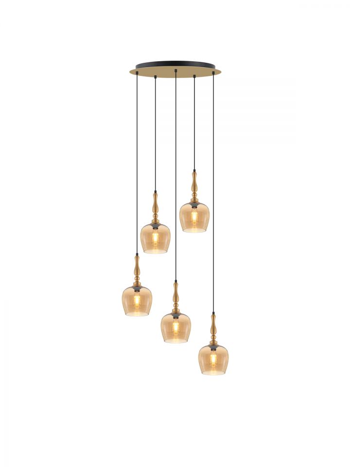 סונבה תליה צלחת חמישייה - פליז + אמבר