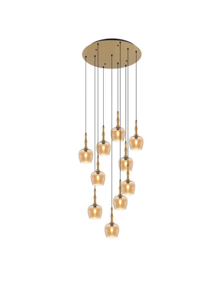 סונבה תליה צלחת עשירייה - פליז + אמבר