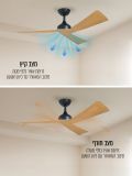 מאוורר תקרה פסיפיק אוורסט ”52 גוון עץ+שחור IP44 + שלט