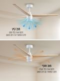 מאוורר תקרה איירפורס לבן + עץ בהיר ”CCT 52 + שלט עמעום LED